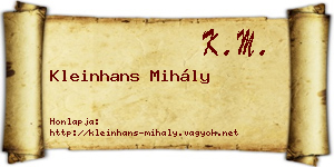 Kleinhans Mihály névjegykártya